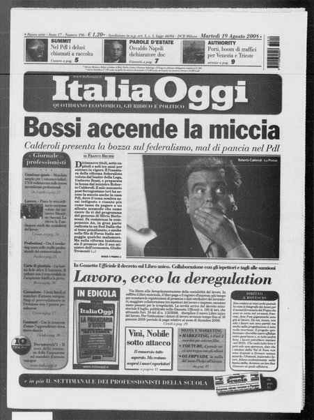 Italia oggi : quotidiano di economia finanza e politica